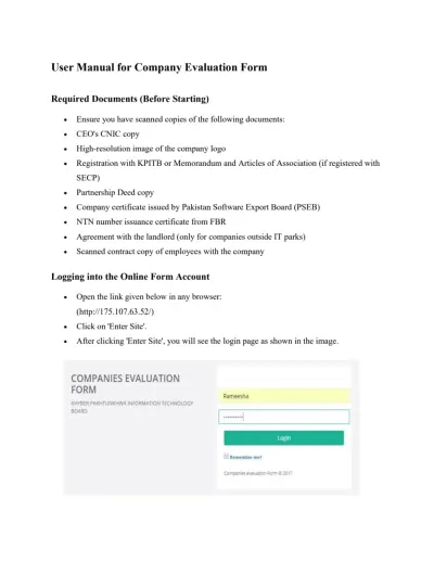 User manual for Company evalution form.pdf